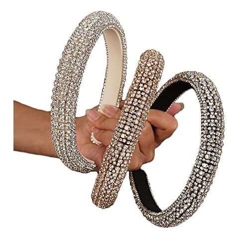 Amazon.com : Rhinestone Crystal Diamond Headband for Women Fashionable Handmade Wide Hair Hoops B... | Amazon (US)