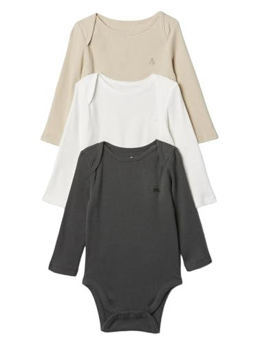 GAP Unisex Baby 3-Pack Rib Long Sleeve Bodysuit Bedrock 291 12-18M | Amazon (US)