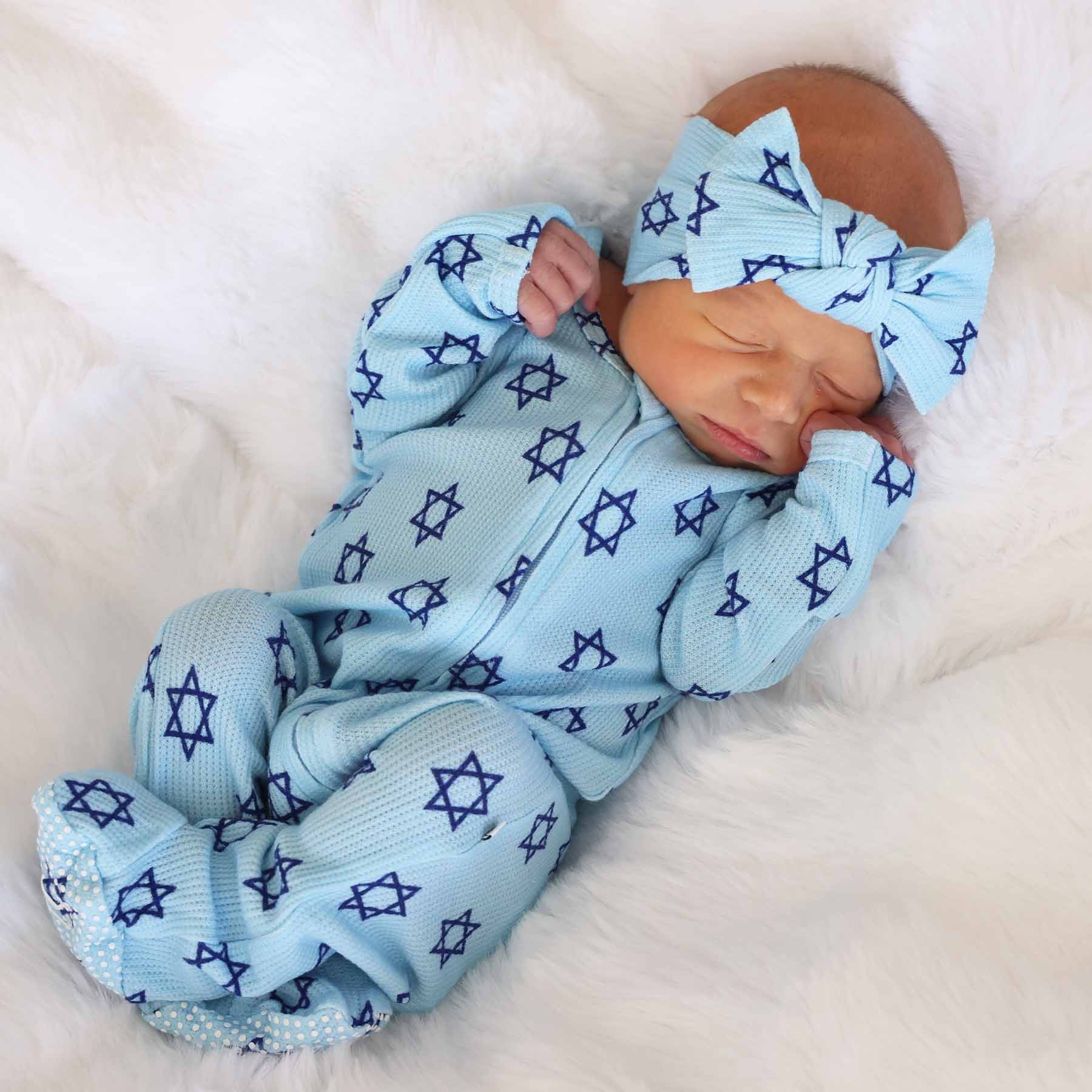 Shalom Snuggles Bamboo Waffle Zipper Footie | Caden Lane