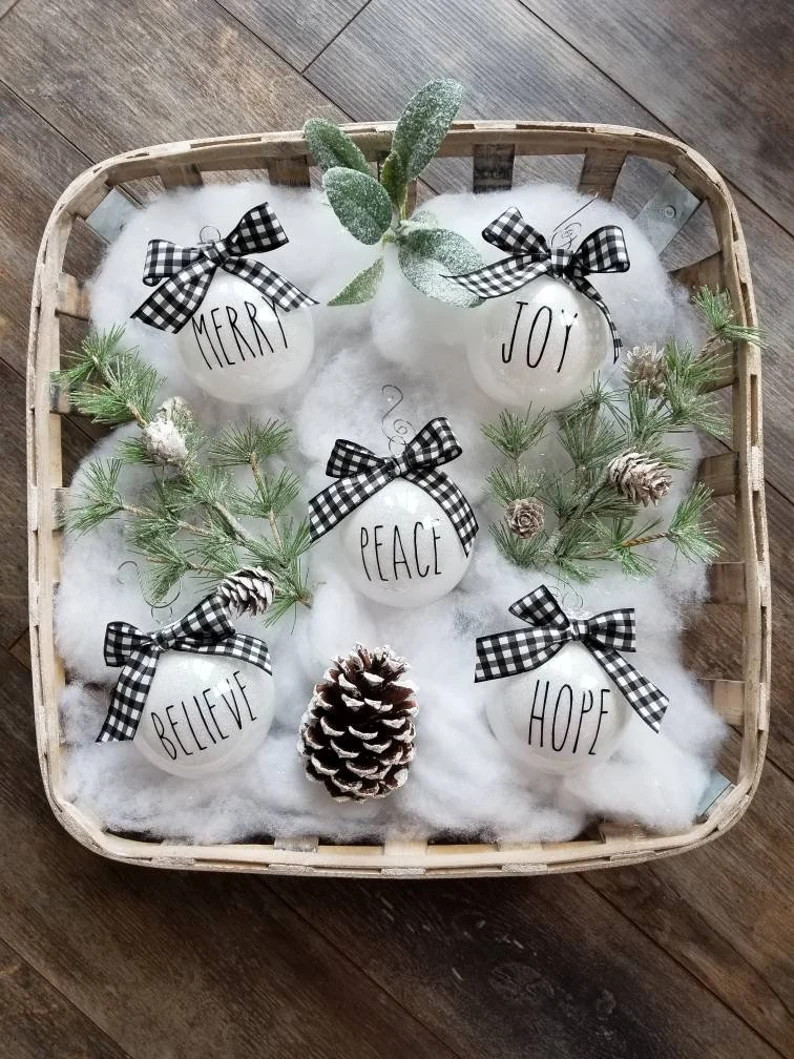 Rae Dunn Christmas Ornaments/Buffalo Plaid Ornaments/Christmas Ornaments | Etsy (US)