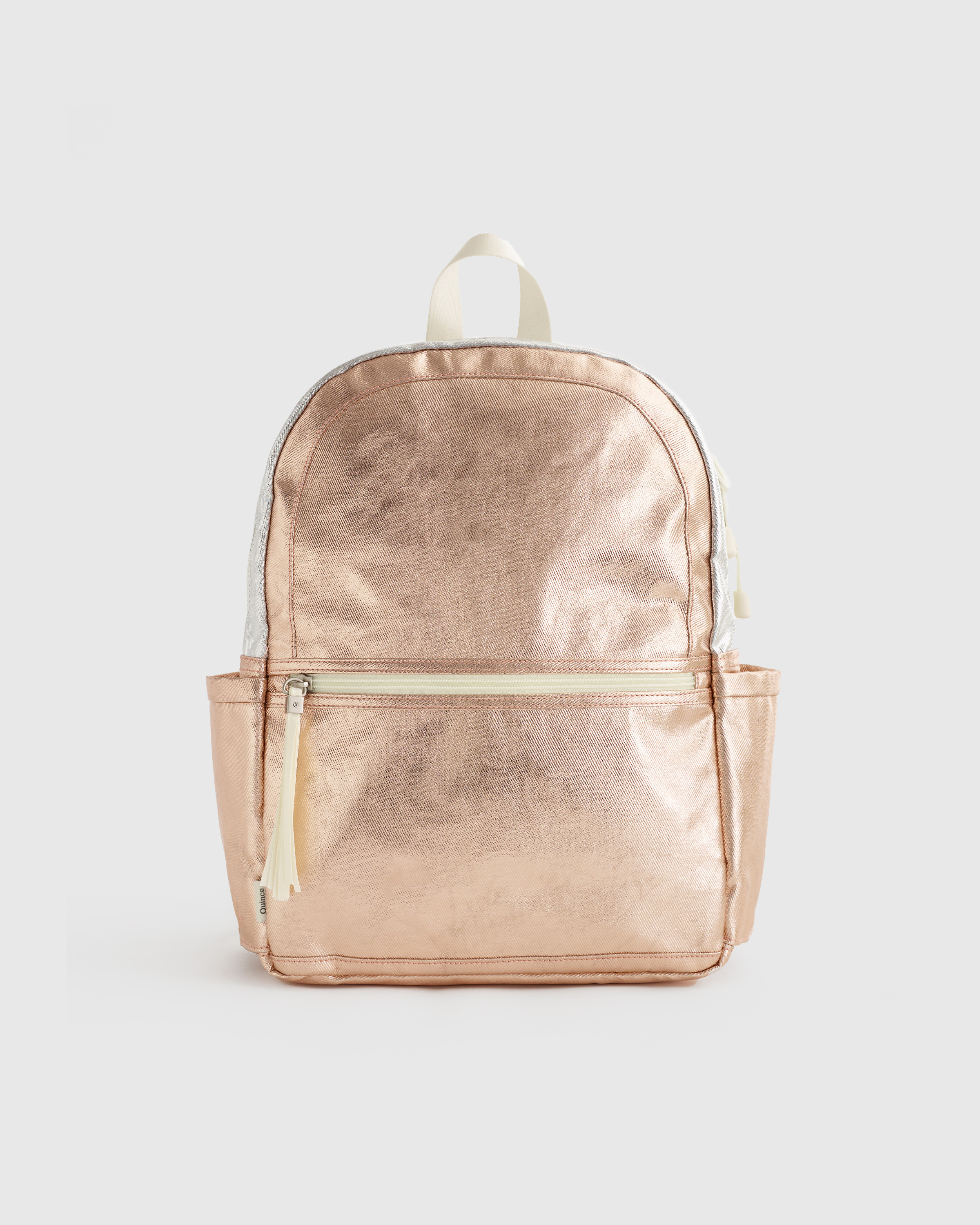 Quince | Recycled Double Pocket Backpack Small in Rose Gold/Silver, Recycled Polyester | Quince