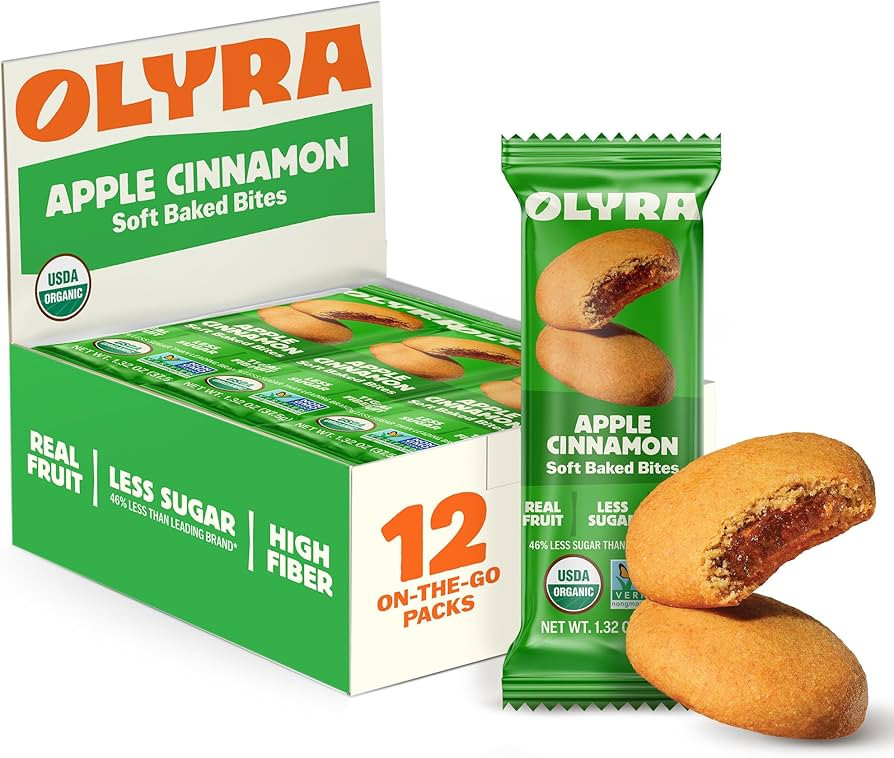 Olyra Apple & Cinnamon Fruit Bars, Prebiotic High Fiber Snack, Organic Snacks, Healthy Snacks for... | Amazon (US)