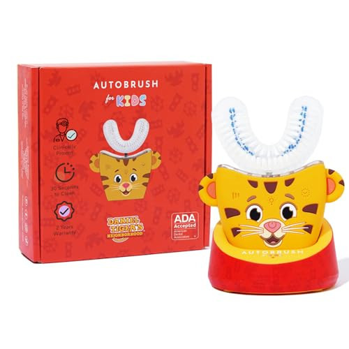 autobrush Kids U Shaped Electric Toothbrush, ADA Accepted, Sonic Pro with Unique 360° Nylon Bristles 3 Cleaning Modes,Whitening LED-Lights,Plays Music (Double-Sided),Ages 3-5, Daniel Tiger | Amazon (US)