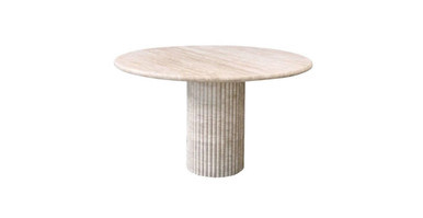 Colonna Fluted Round Travertine Dining Table | Manhattan Home Design