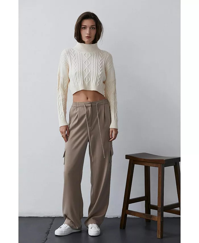 Women's Ralphie Cable Knit Turtleneck Crop Sweater | Macy's