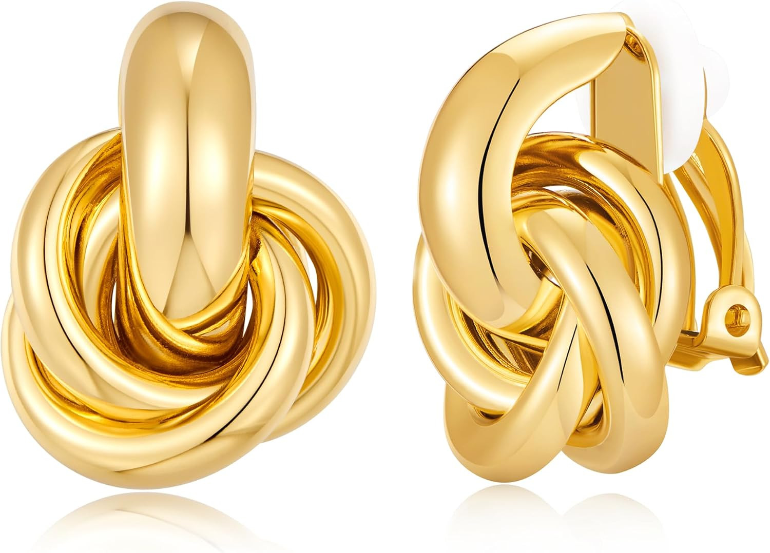 YUJIE Gold Clip On Earrings for Women Gold Plated Geometric Knot Ear Clip Chunky Door Knocker Studs Earrings Trendy Jewelry | Amazon (CA)