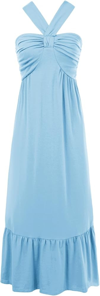 GRACE KARIN 2024 Women's Criss Cross Halterneck Sleeveless Summer Floral Print Flowy A Line Maxi ... | Amazon (US)