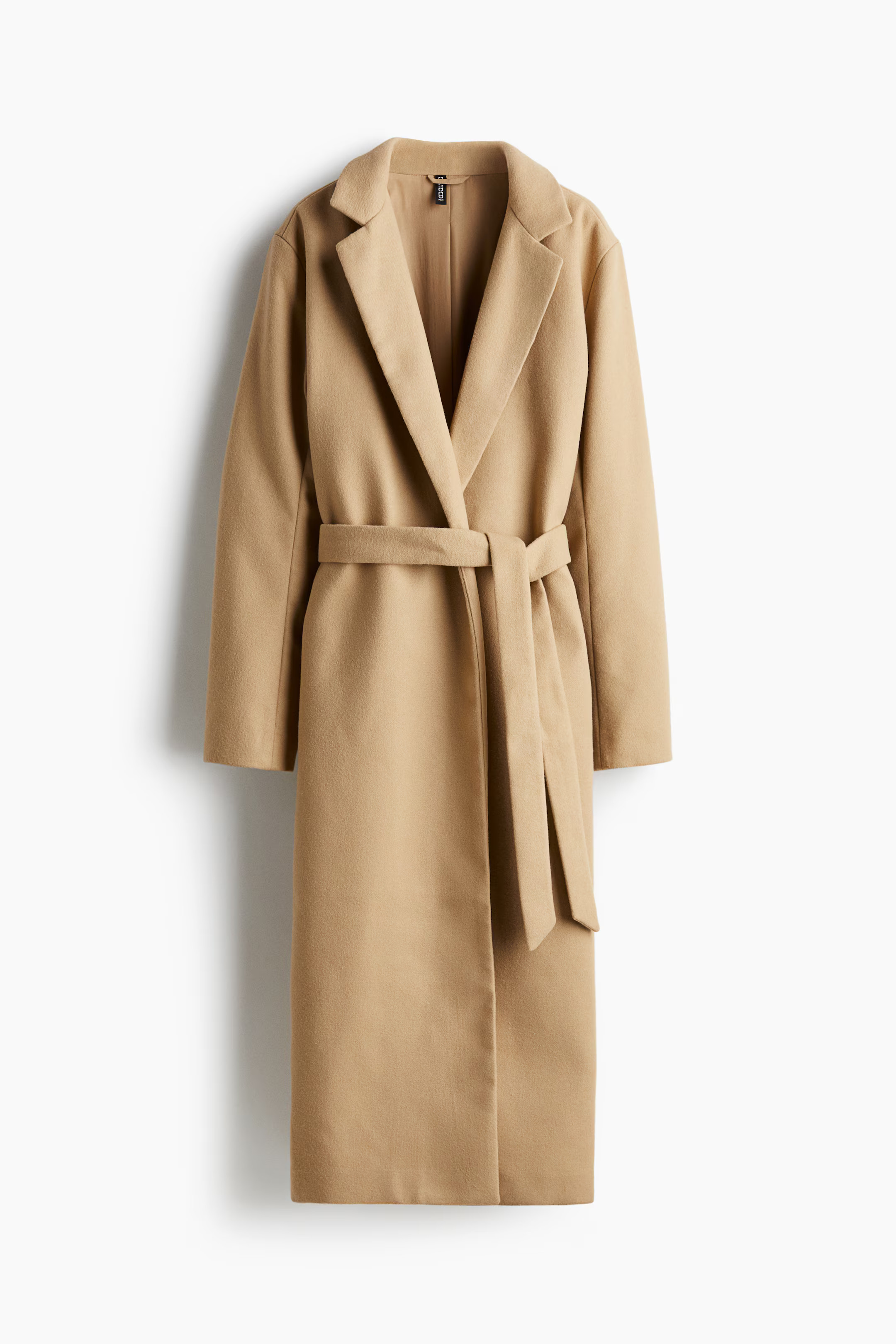 Brushed-Finish Tie-Belt Coat - Black - Ladies | H&M US | H&M (US + CA)