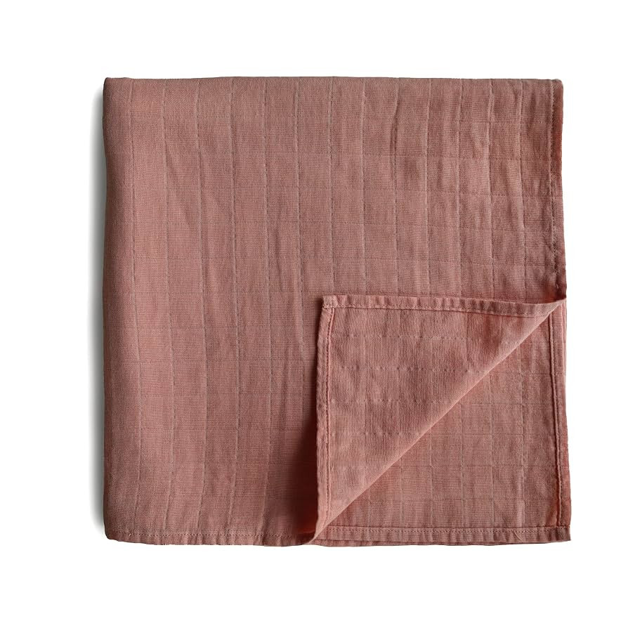 mushie Muslin Baby Swaddle Blanket | 100% Organic Cotton (Cedar) | Amazon (US)