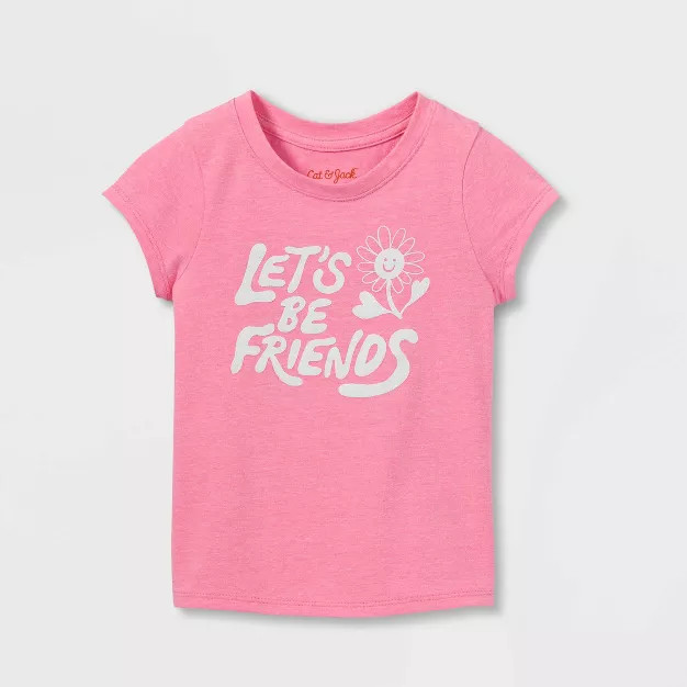 Toddler Girls' Let's Be Friends Short Sleeve T-Shirt - Cat & Jack™ Pink | Target