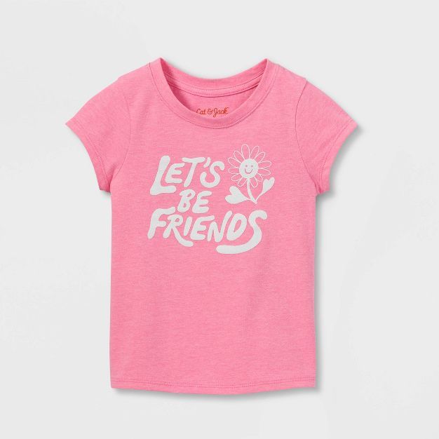 Toddler Girls' Let's Be Friends Short Sleeve T-Shirt - Cat & Jack™ Pink | Target