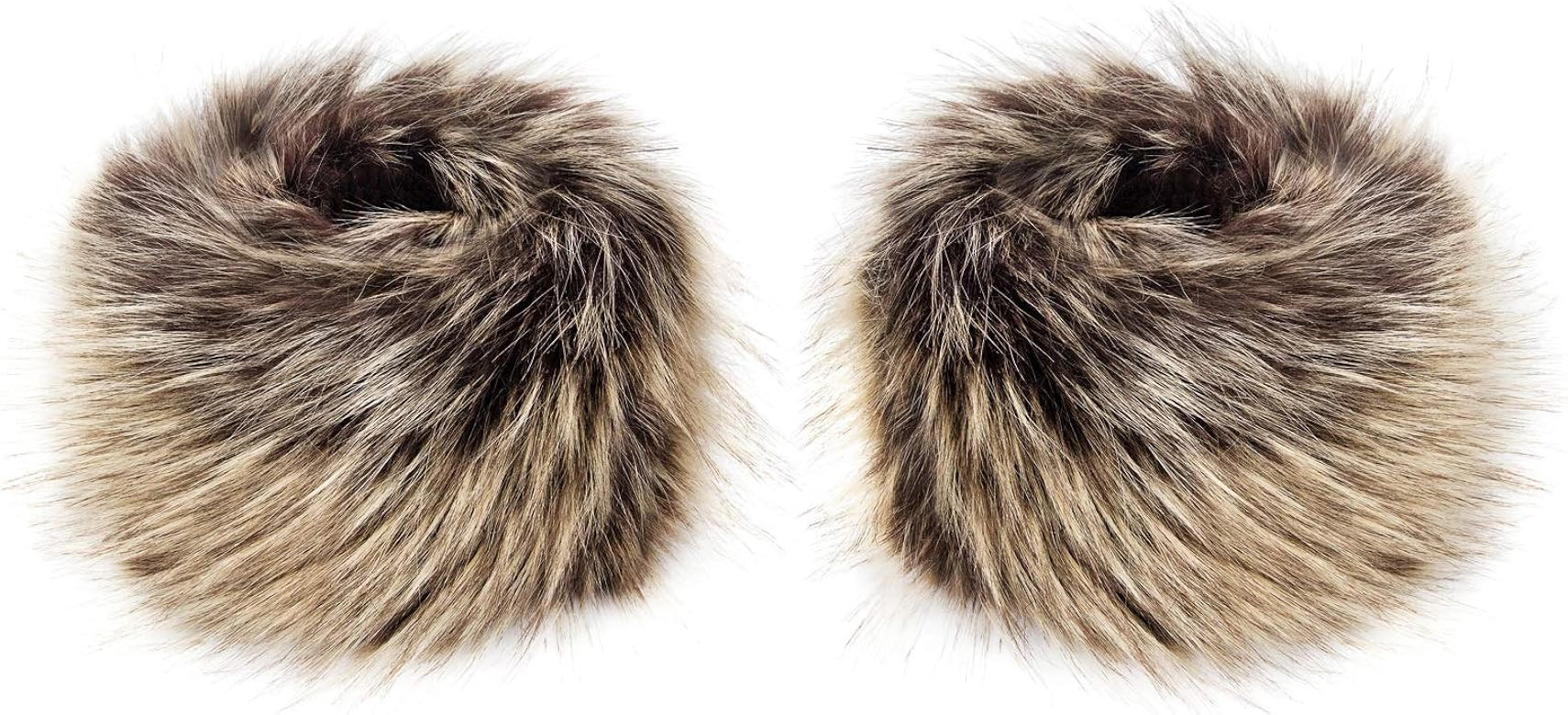 Futrzane Faux Fur Wrist Cuffs For Women - Like Real Fur Wrist Warmers (Hazel Wolf) | Amazon (CA)