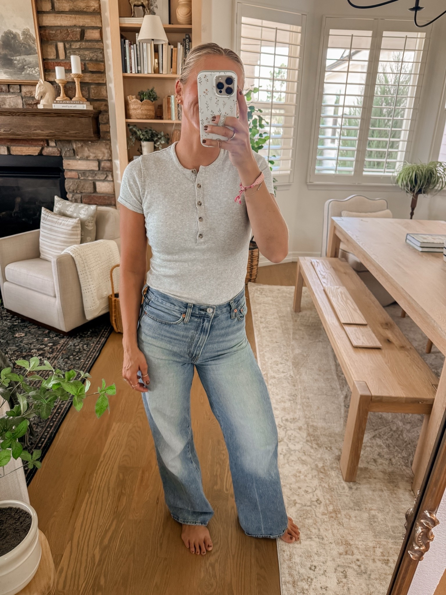 Got a medium in this cute Henley top from target.