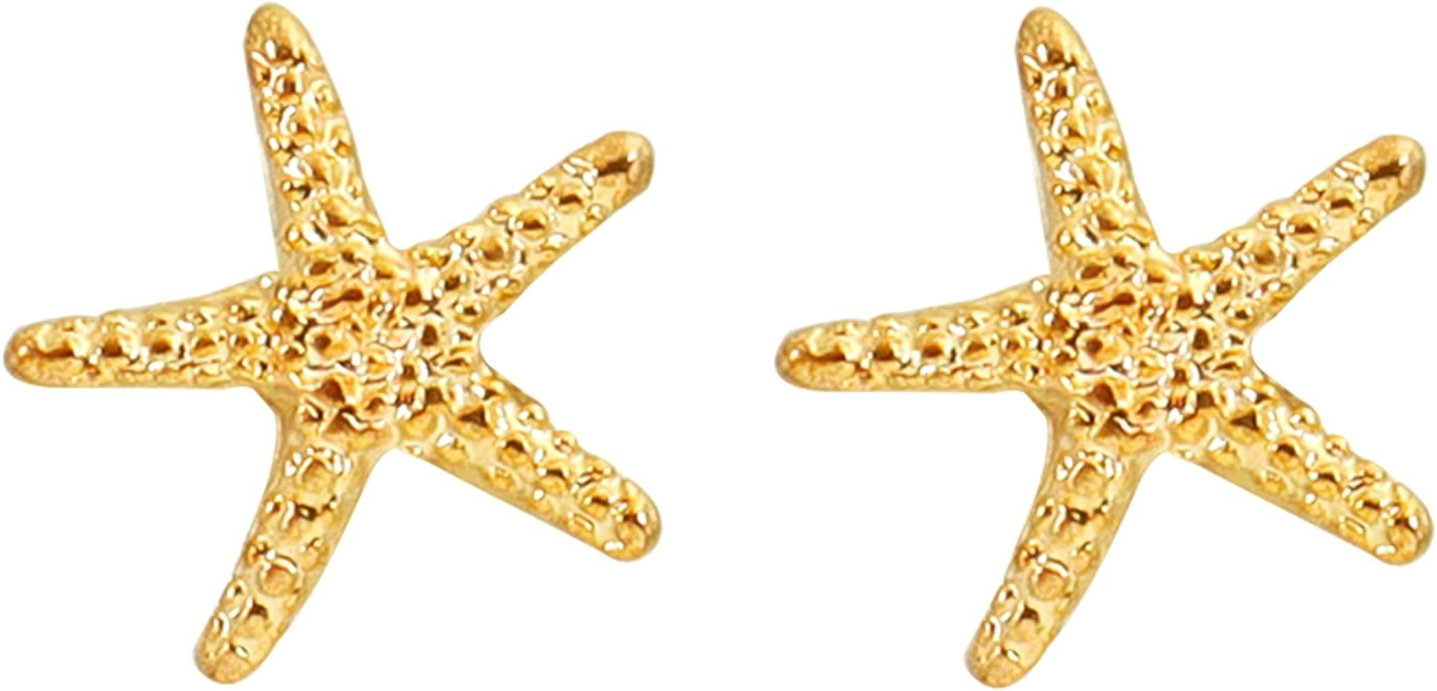 HUASAI Starfish Earrings for Girls Gold Stud Starfish Earring Starfish Post Earrings for Women | Amazon (US)
