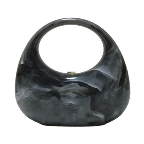 GSYPS Acrylic Evening Clutch Purse Top-handle Moon Hobo Bag, Elegant Marble Handbag for Wedding Cocktail Party A-Black | Amazon (US)