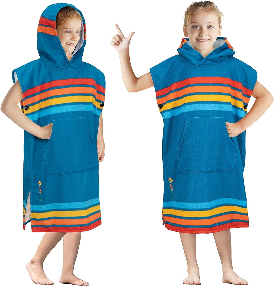 SUN CUBE Kids Changing Robe Surf Poncho, Kids Beach Towels, Hooded Towel for Toddler Bath Pool, M... | Amazon (US)