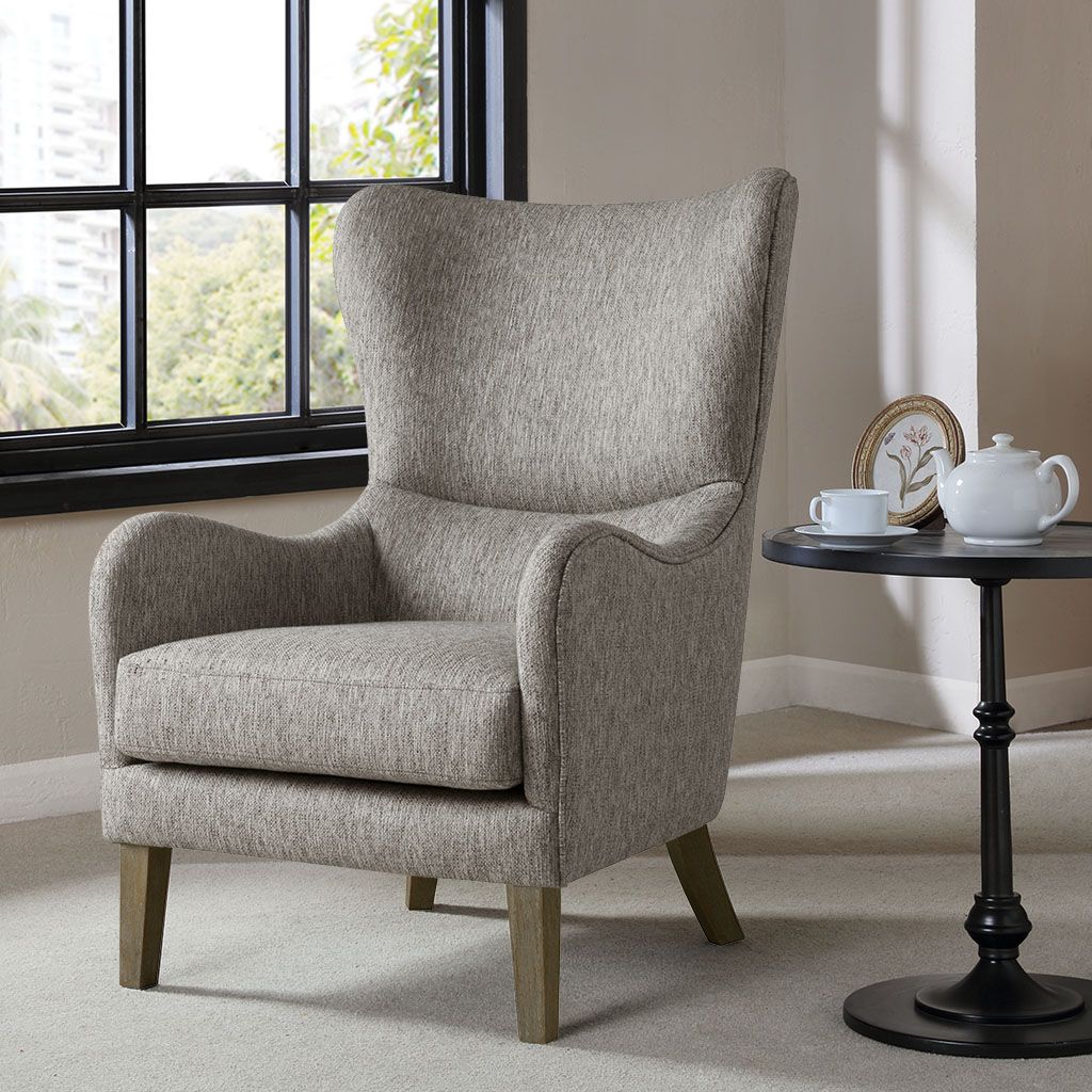 Arianna Swoop Wing Chair In Grey | 1stopbedrooms