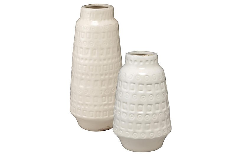 Asst. of 2 Coco Vessels, White | One Kings Lane