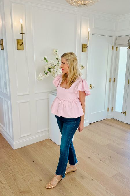 My casual everyday OOTD ✨🎀 

Cutest Express top is on sale + an additional 60% off — under $20 right now! 5 color options 🤍 I’m wearing a size Small. 

My Mother jeans are so comfortable & I love them! They go with everything. 🔗 

Of course the chicest embellished crystal flats are still available, perfect for spring! 🌺 

Spring outfit, try on haul, ootd, vacation outfit, summer outfit, jeans 

#LTKfindsunder50 #LTKover40 #LTKsalealert