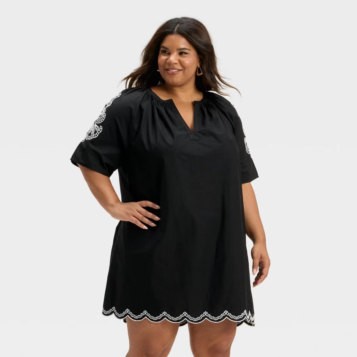 Women's Short Sleeve Eyelet Mini A-Line Dress - Universal Thread™ Black | Target