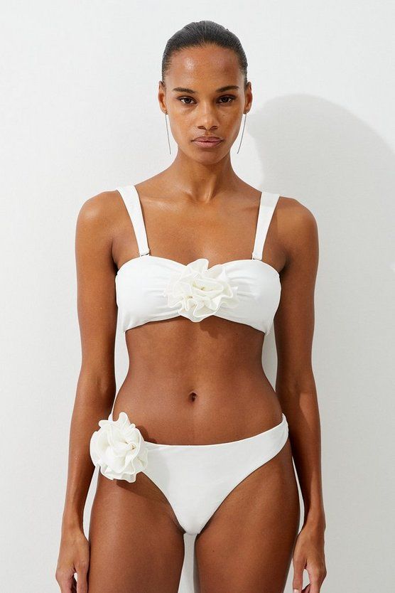 Rosette Detail Bandeau Bikini Top | Karen Millen UK + IE + DE + NL
