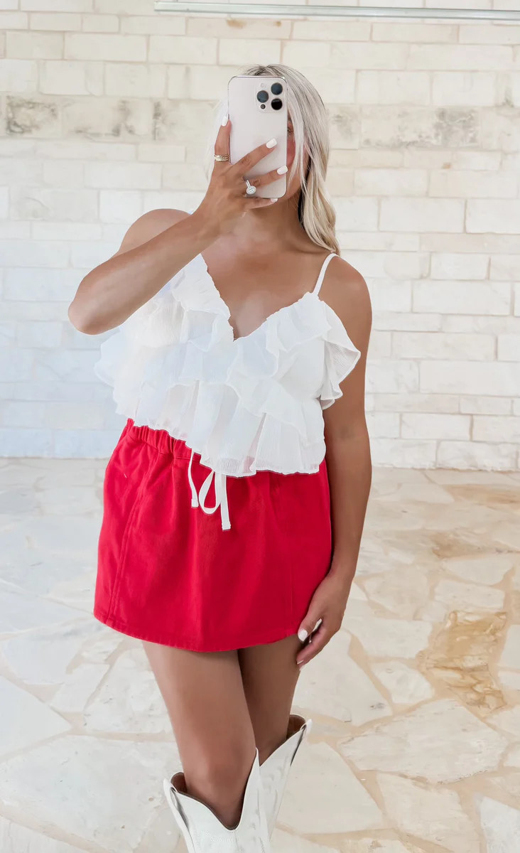 American Made White Ruffle Tank | CK Squared Boutique
