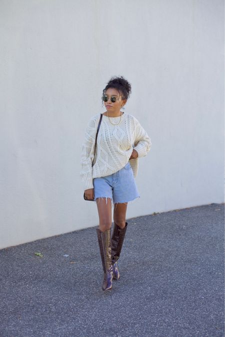 -Sweater: M/L
-Shorts: US 4
-Boots are tts