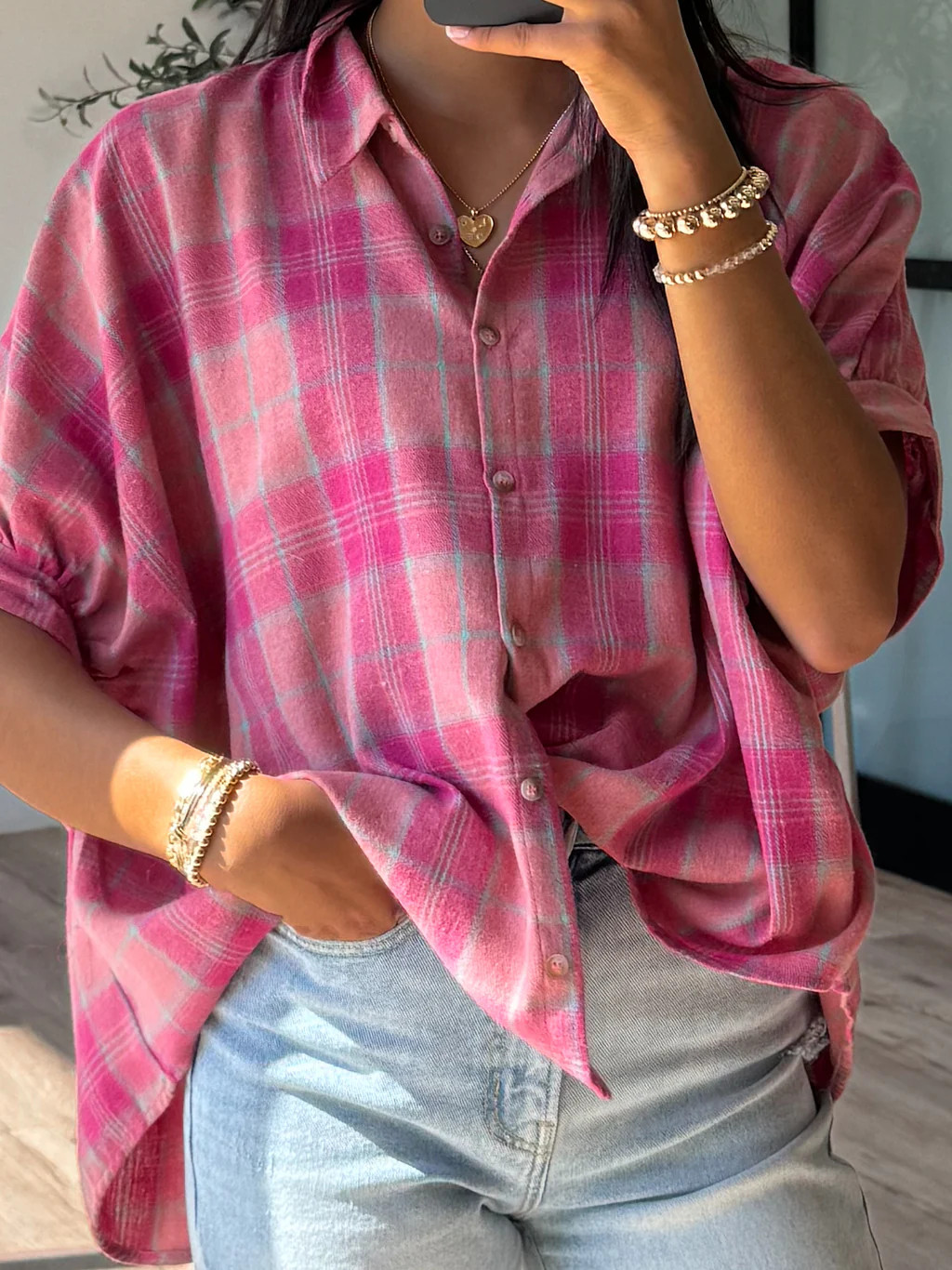 Touch Of Fall Plaid Top | Pink | Talulah