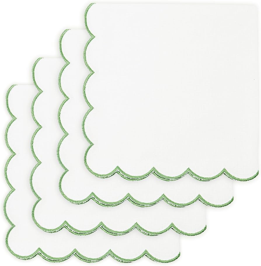 PurpleEssences Scalloped Embroidery Cloth Napkins - Spring Easter Summer - Table Decor - 100% Cot... | Amazon (US)