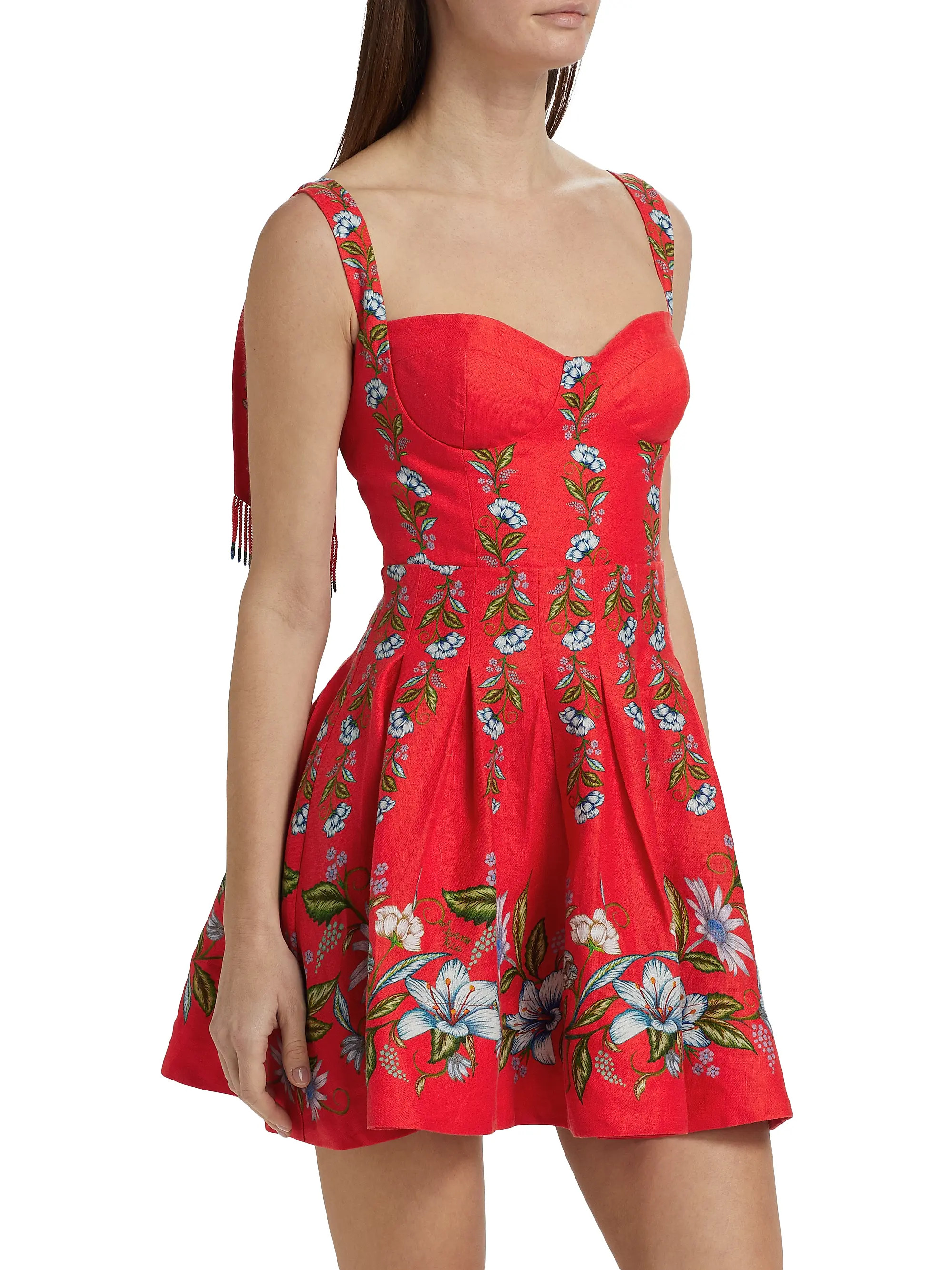 Farm RioSweet Bloom Bouquet Linen-Blend Minidress | Saks Fifth Avenue
