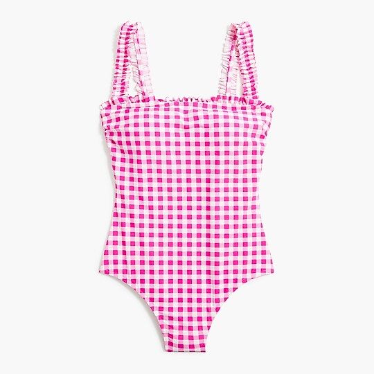 Gingham ruffle one-piece swimsuit | J.Crew Factory
