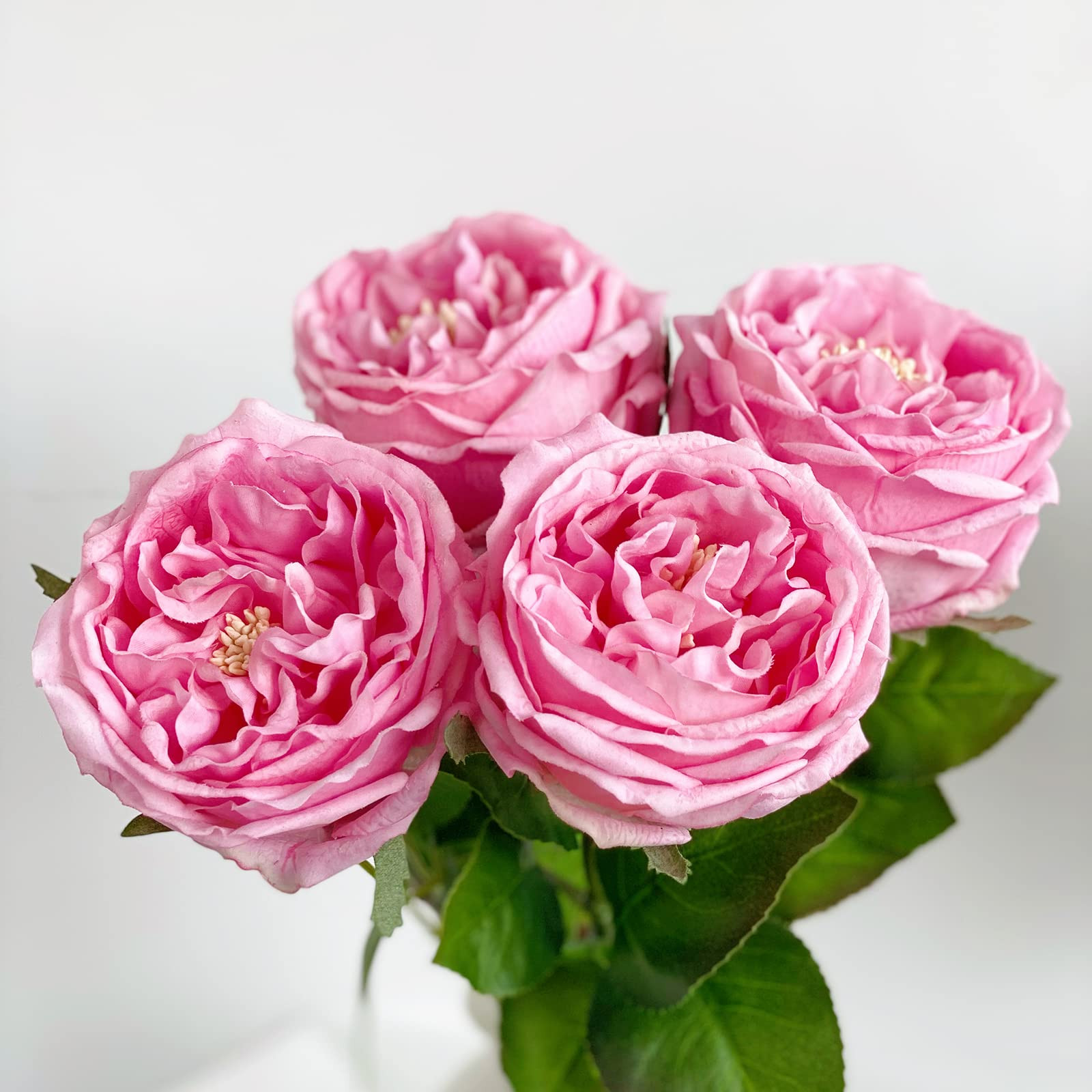 YalzoneMet 3.5'' Big Bloom Rose Artificial Flowers Pink 4Pcs Real Touch Rose Faux 17.7 Inch Long ... | Amazon (US)