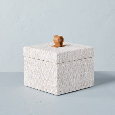 Small Fabric Storage Box with Faux Leather Accent Cream - Hearth &#38; Hand&#8482; with Magnolia | Target