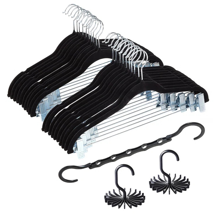 Mandisha Velvet Non-Slip Hangers With Clips for Skirt/Pants | Wayfair North America
