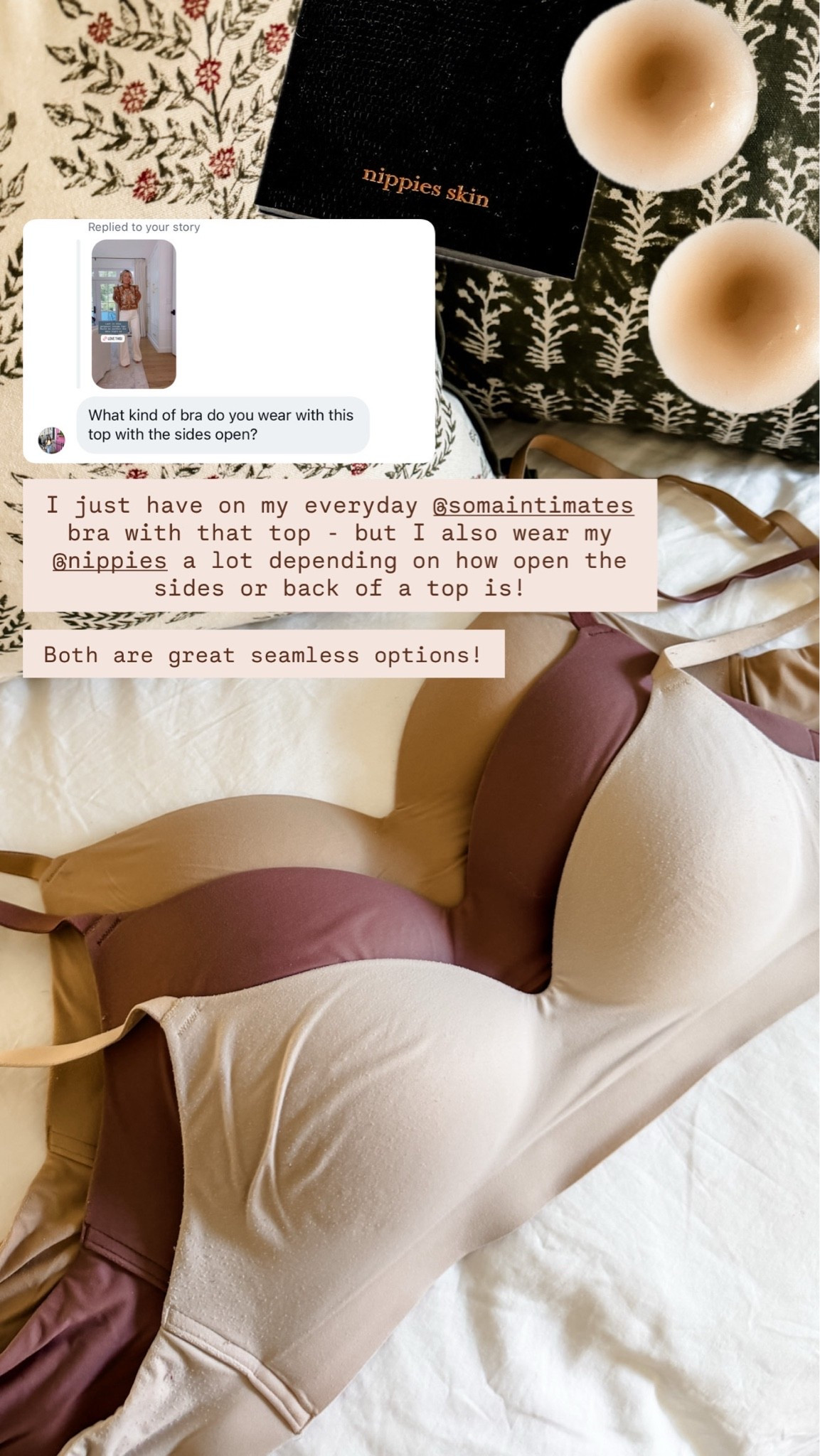 My all time favorite bras are Soma, and I love nippies for a braless option! I can’t say enough good things about these. I will always go back to them!

#LTKmomlife