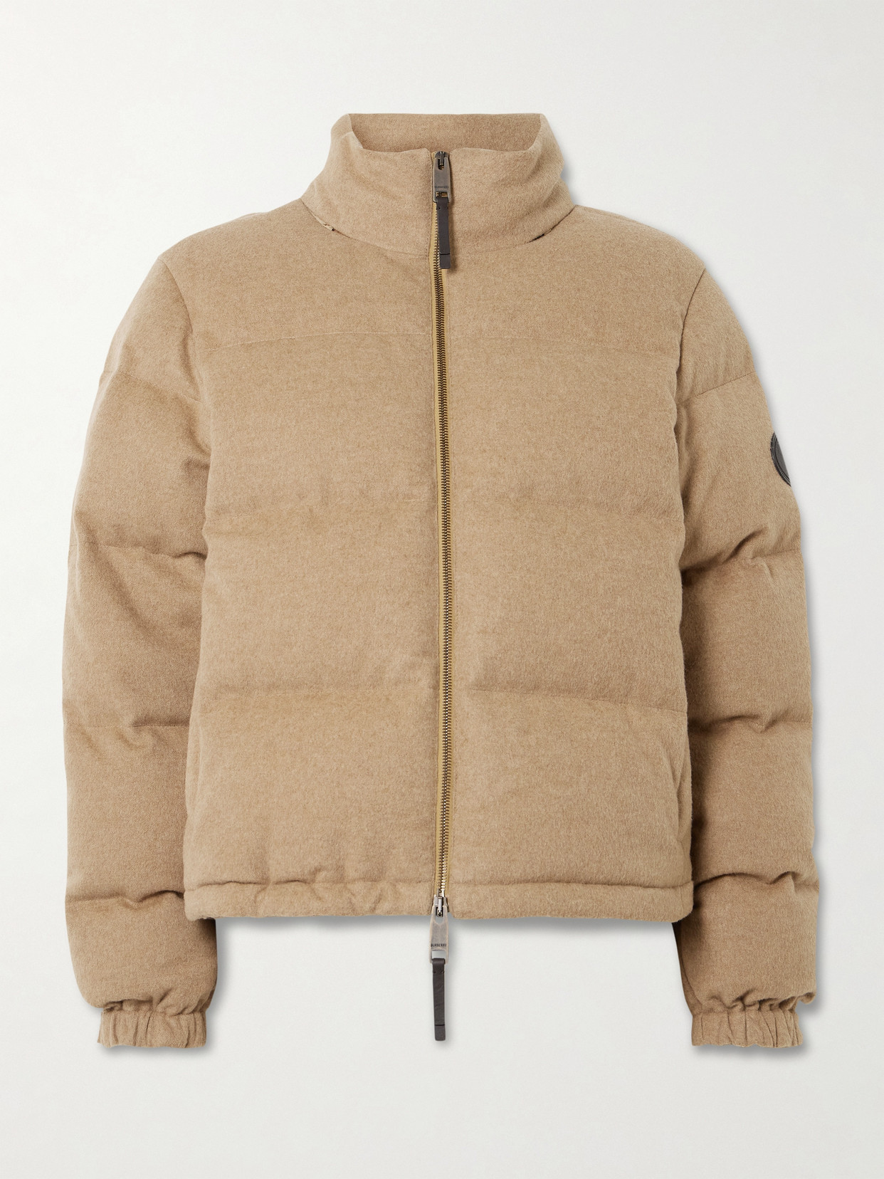 Burberry - Appliquéd Padded Brushed-cashmere Down Jacket - Neutrals | NET-A-PORTER (US)