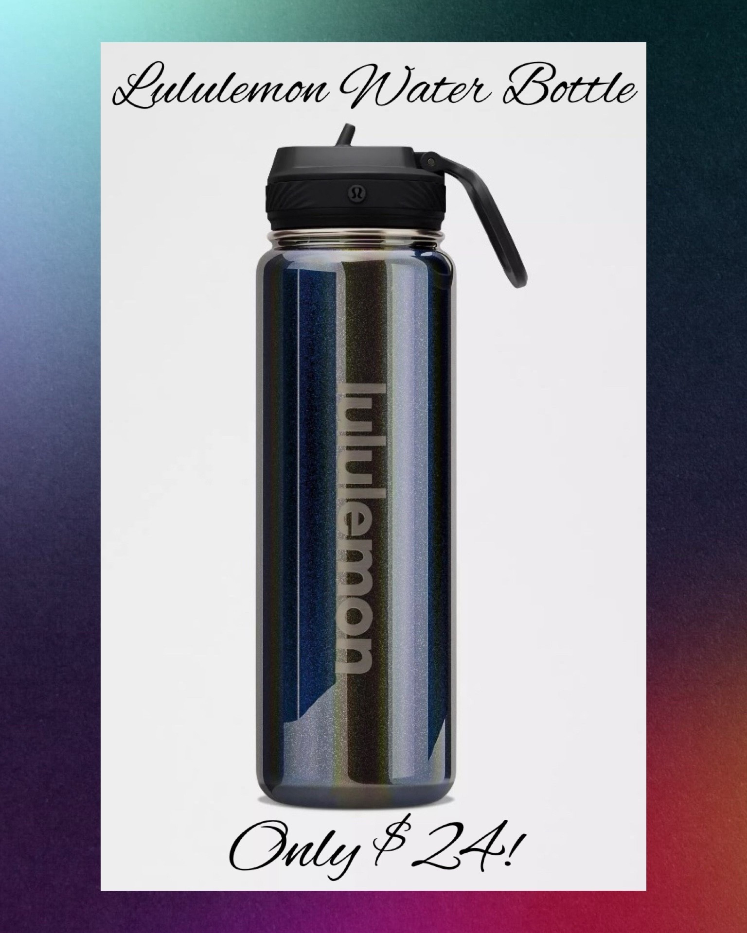 This gorgeous Iridescent Stainless Steel Water Bottle from Lululemon is down to only $24 today - 50% Off! This is simply stunning in person, as it reflects so many colors, and it keeps water cold for up to a day. Great for gifting also! 

#LTKHome #LTKSaleAlert #LTKActive