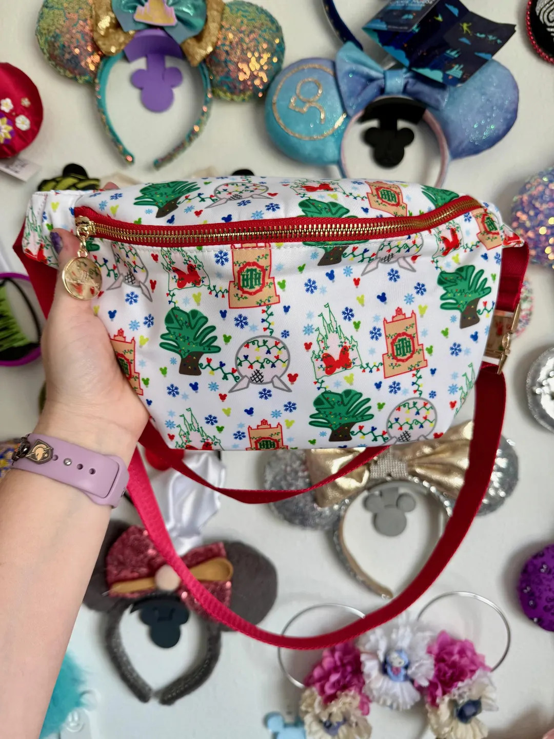 All Four East Coast Disney Parks Christmas Icons Holiday Overlay With Mickey Lights Fanny Pack Be... | Etsy (US)