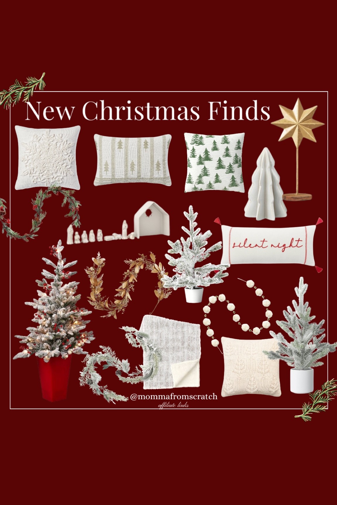 Christmas decor, threshold Christmas, target Christmas, flocked tree, Christmas pillows, white pillows, tree pillows, nativity scene, garland, gold garland, Christmas garland, gold star, Christmas star

#LTKHoliday #LTKstyletip #LTKhome
