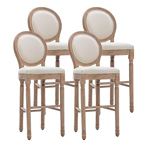 ABET 30-Inch Bar Stools Set of 4, French Country Barstools Counter Height Chair, Vintage Round Ba... | Amazon (US)