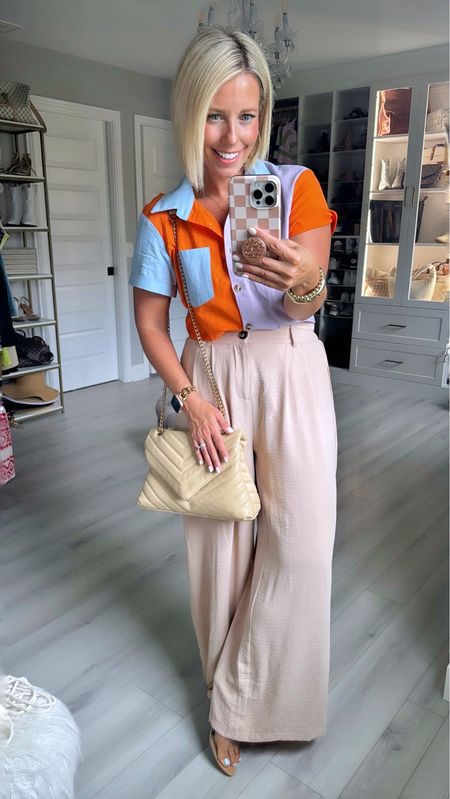 If you need a pop of color in your work wardrobe then this one is for you!!!! These trouser pants are sooooo lightweight and perfect for summer and look cute with sneakers too!
⬇️⬇️⬇️
Top and pants size small
Heels sized up 1/2 size 

#LTKFindsUnder50 #LTKWorkwear #LTKStyleTip