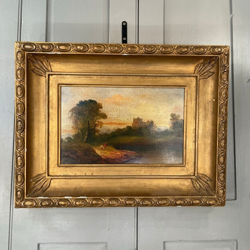 Antique Victorian River Landscape Oil Painting With Church | Etsy | Etsy (US)