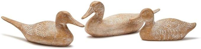 Two's Company Set of 3 Natural Hand-Carved Duck Decor - Resin | Amazon (US)