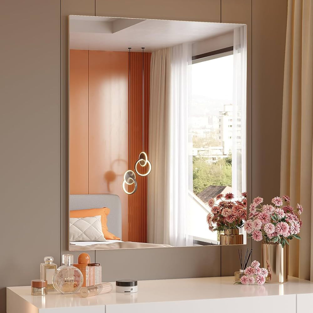 Brightify Frameless Mirror, 30x36 Inch Bathroom Mirrors for Over Sink, Large Tempered Glass Squar... | Amazon (US)