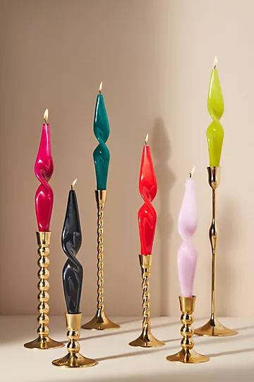 Glossy Twist Taper Candle | Anthropologie (US)