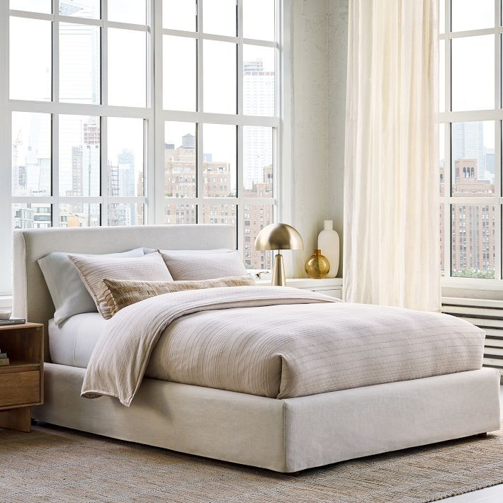 Haven Slipcover Bed, King, Yarn Dyed Linen Weave, Midnight | West Elm (US)
