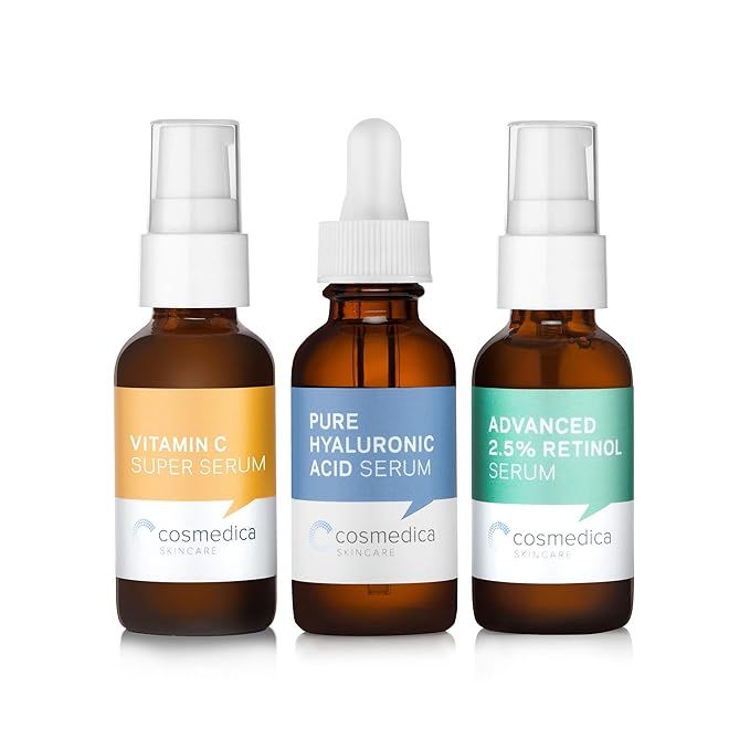 Cosmedica Skincare Trio Set Value- Vitamin C Super Serum Retinol Serum 2.5% Hyaluronic Acid Serum | Amazon (US)