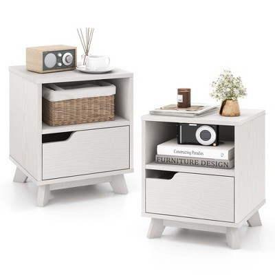 Costway 2 PCS Nightstand Set of 2 Sofa Side End Table with Storage Shelf & Drawer Space-Saving | Target