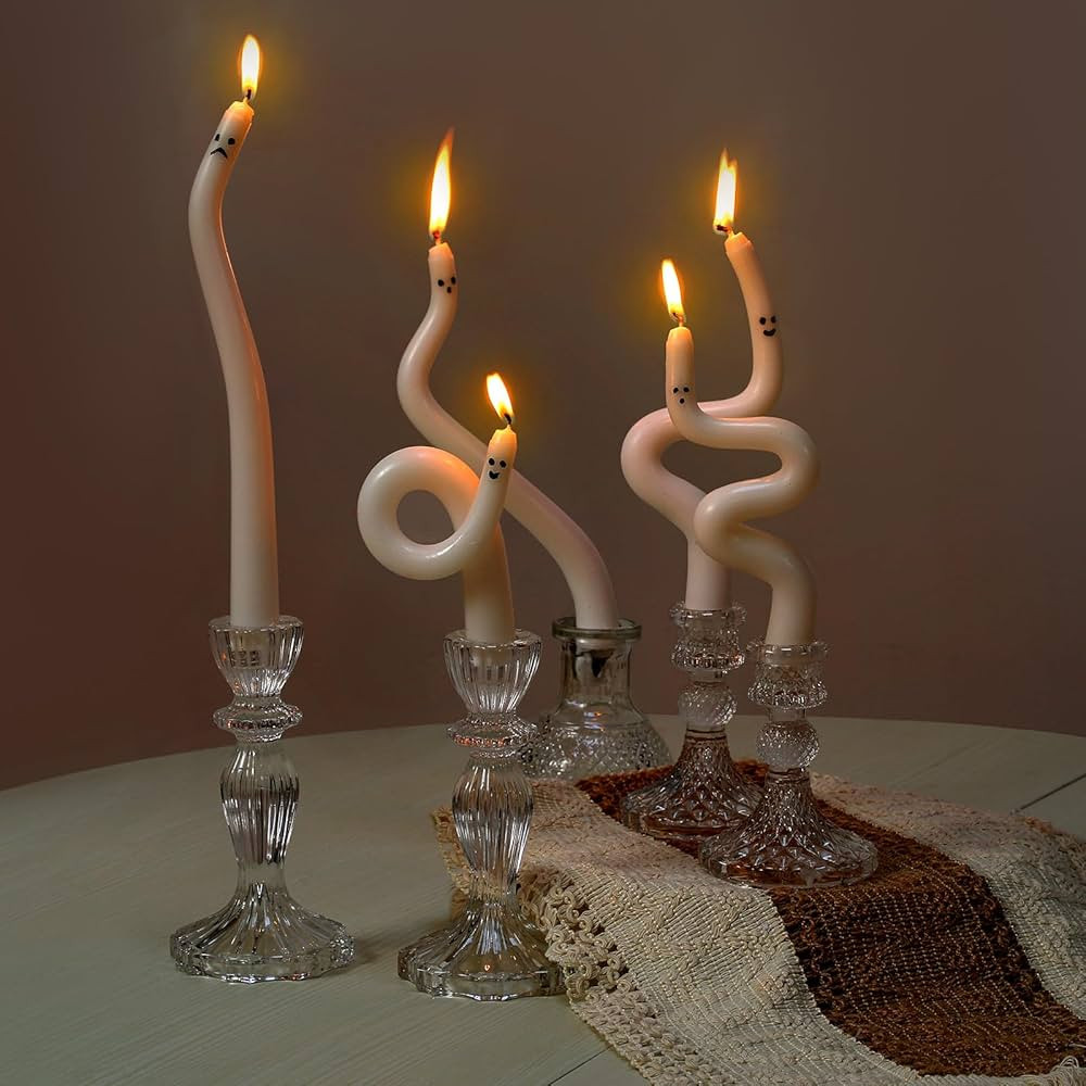 5 Pack Halloween Ghost Candles Spiral Unscented White Candles Twisted Taper Candlesticks Hallowee... | Amazon (US)