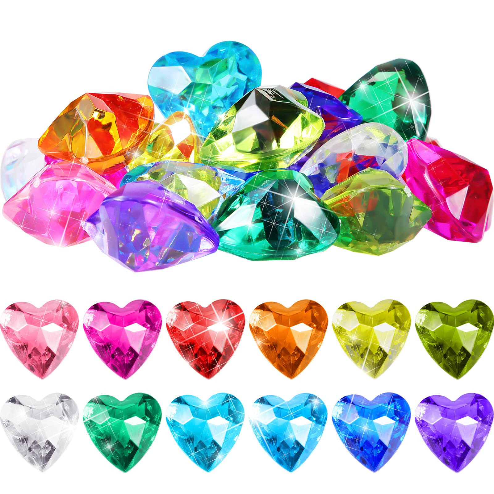 Hicarer 30 Pieces Diving Gem Pool Toys Colorful Big Diamond Pirate Treasure Diving Gems Acrylic H... | Amazon (US)